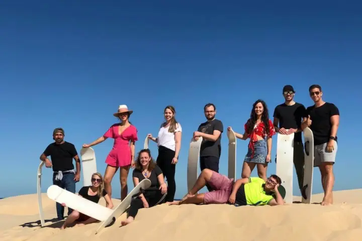 a group of people posing for the camera